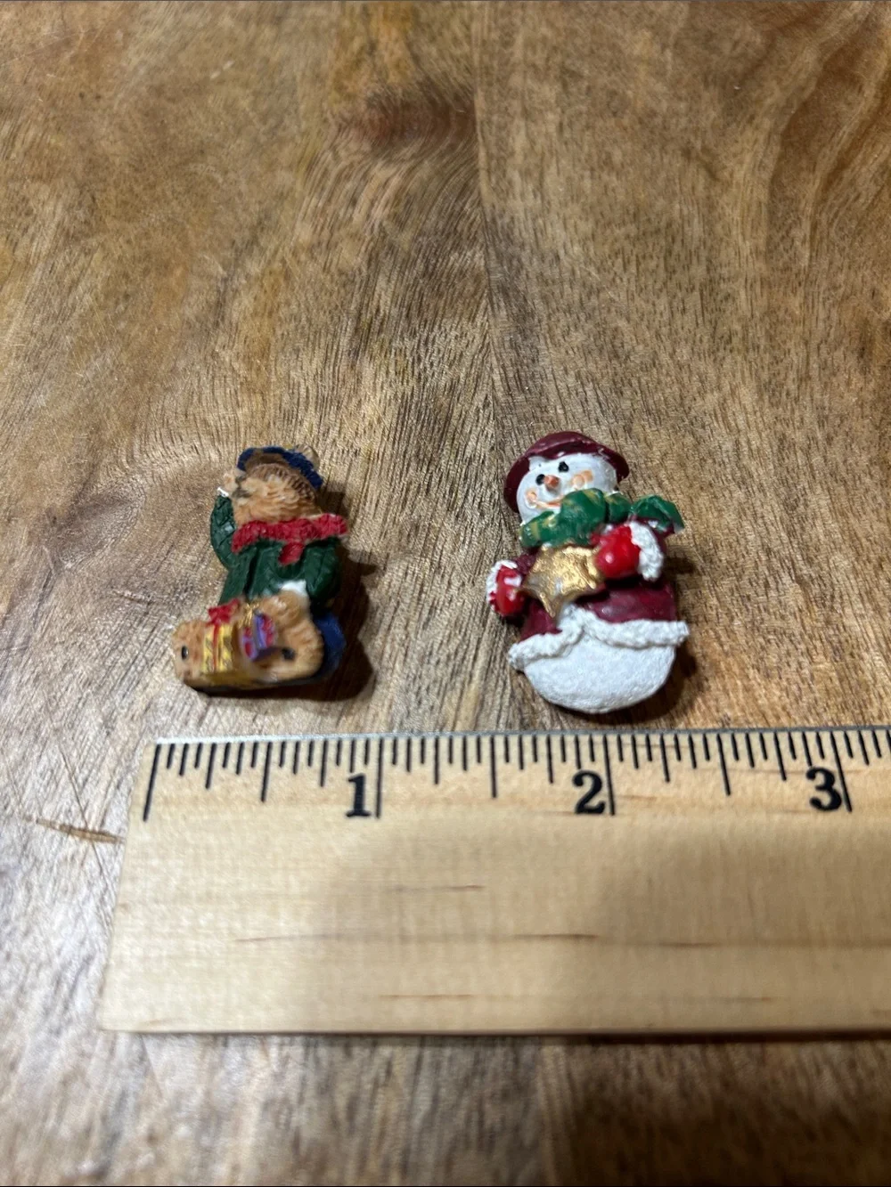 Miniature Bear and Snowman Handmade Holiday Winter Brooches Pin New 2-Pieces